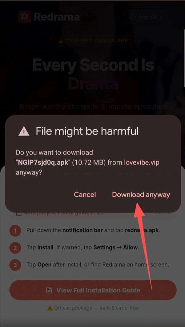 Tap Download anyway