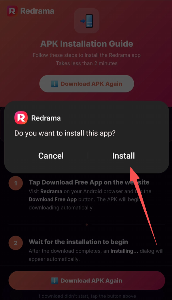 Tap Install